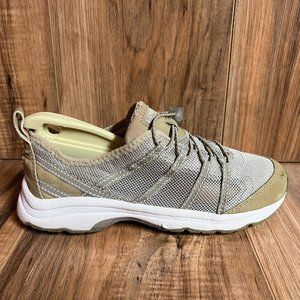 Land's End Womens Water Shoes Tan Brown White Mesh Bungee Athletic 1374 Size 6 B